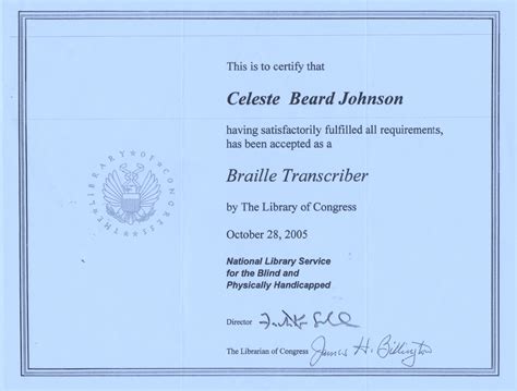 Braille Certification