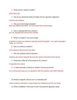 brain stew mixtures and solutions worksheet answers