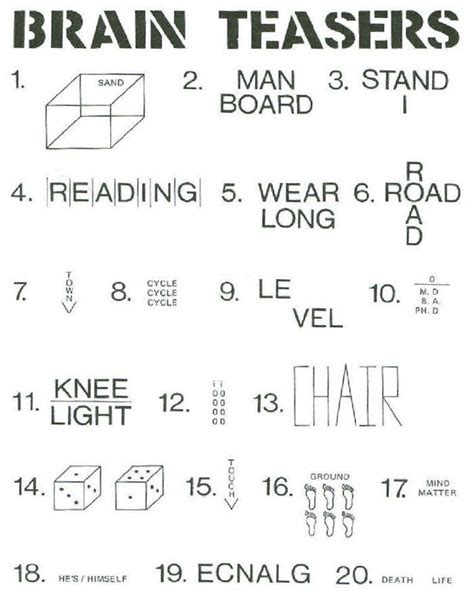 Brain Teasers Answer Key
