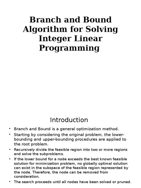 branch and bound algorithm integer programming