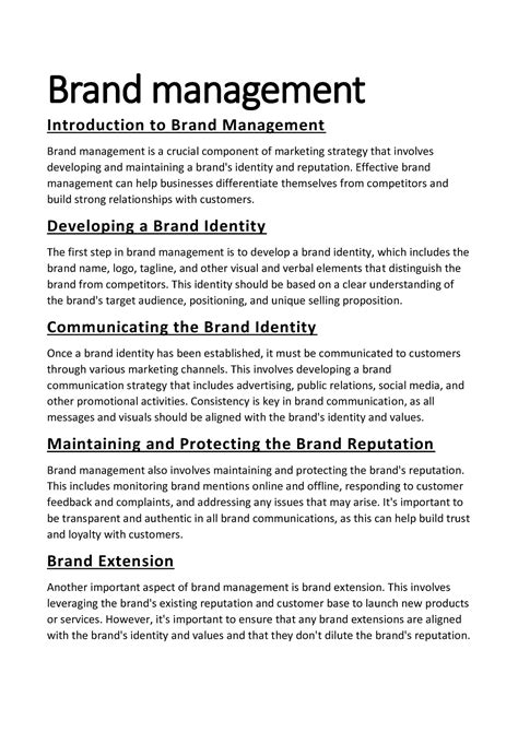 brand manager course syllabus