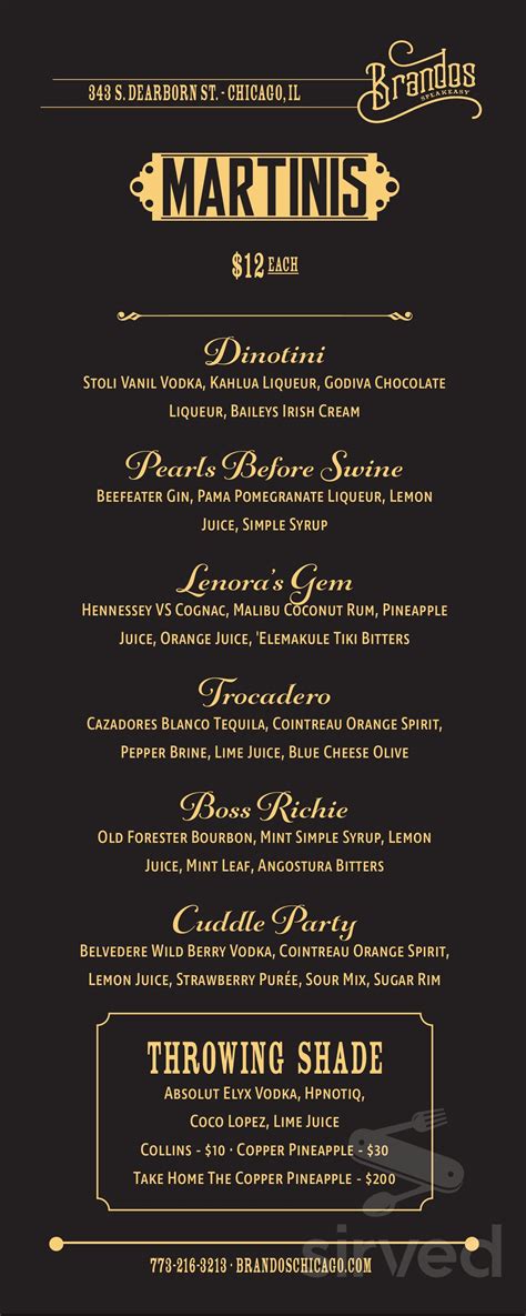 brandos speakeasy menu