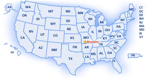 Branson Missouri Map Usa