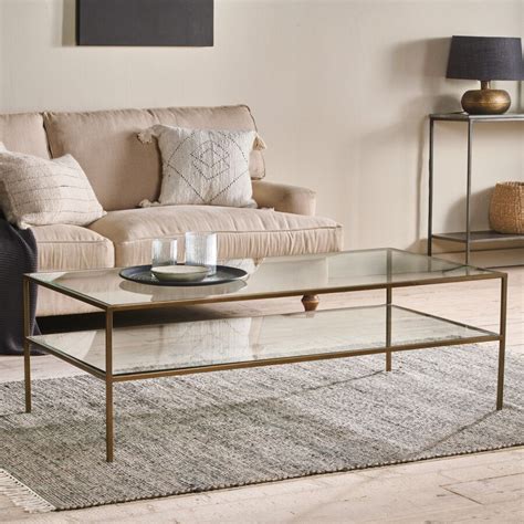 Brass And Glass Rectangle Coffee Table