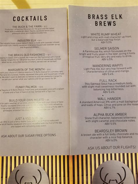Brass Elk Menu
