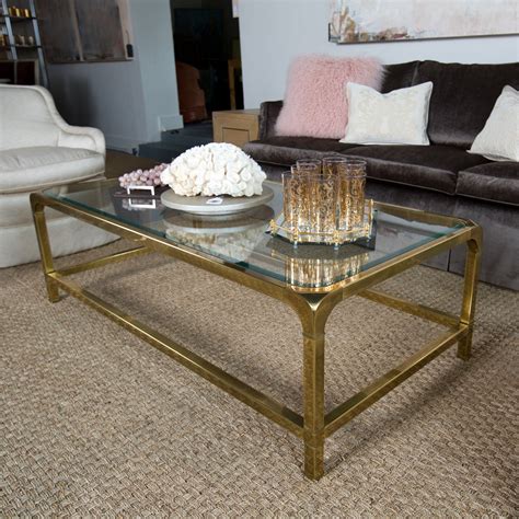 SELECT MODERN Hollywood Regency Brass and Glass Coffee or Cocktail Table