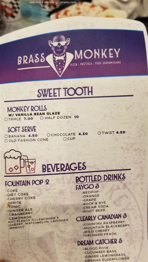 Brass Monkey Lunch Menu