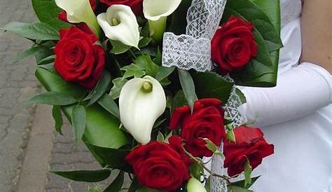 Rote Rosen Weiße Lilien Brautstrauß, Hochzeit strauss