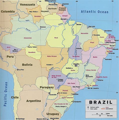 brazil map with states and capitals