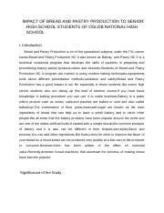 Bread And Pastry Statement Of The Problem