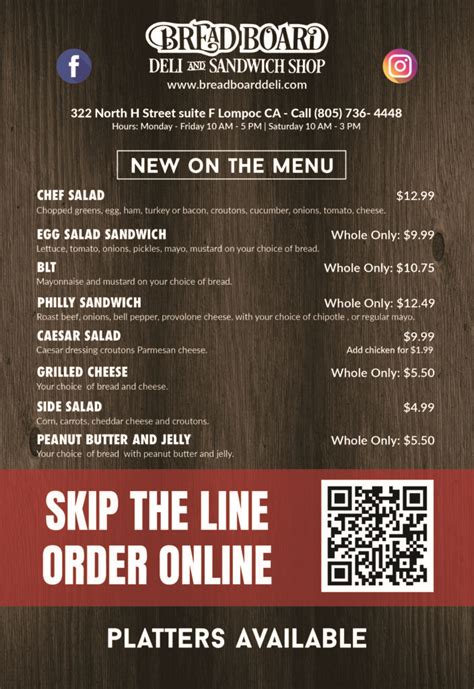 Bread Board Deli Menu