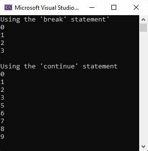 break and continue in c sharp