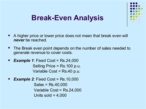 break even analysis example problems solutions