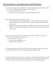 break even point problems and solutions pdf
