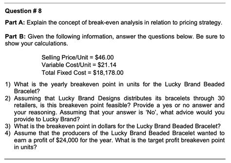 break even point questions with solutions