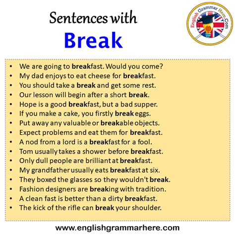 break example sentence