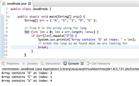 Break In Java For Loop