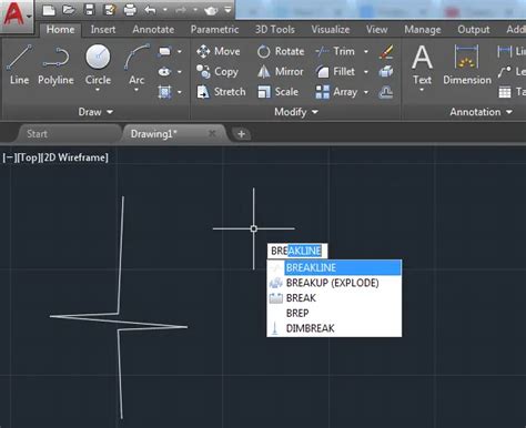 break line command in autocad