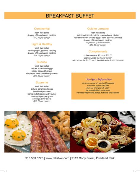 Breakfast Buffet Selection Menu