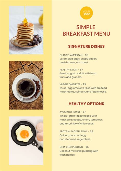 Breakfast Menu Images