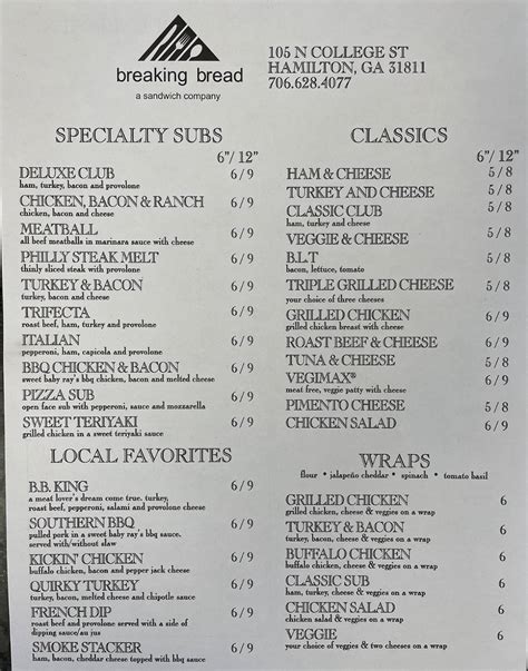 Breaking Bread Hamilton Ga Hours