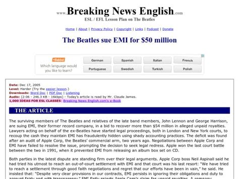 breaking news english the beatles