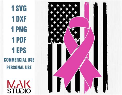 Pink Ribbon USA Flag Svg Breast Cancer Svg Grunge Flag Svg Etsy