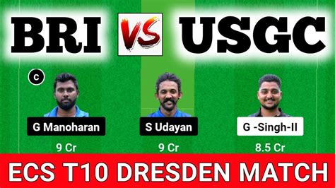 BRI vs USGC Dream11 Prediction, Player Stats, Last Match Scorecard
