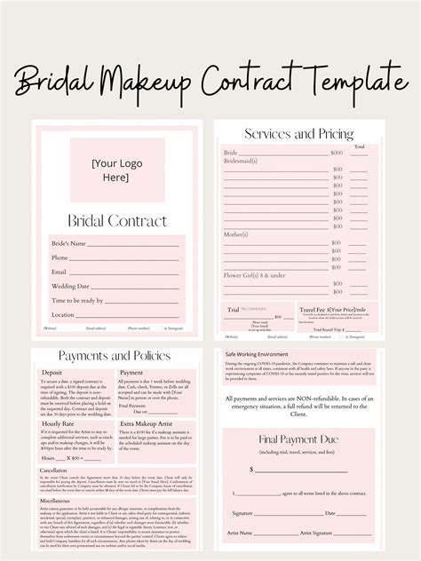 50 Bridal Makeup Contract Template in 2020 (With images) Contract
