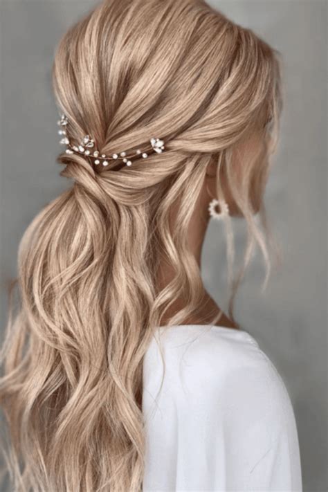 Unique Bridal Hairstyles Half Up Half Down Medium Length Hair For Bridesmaids