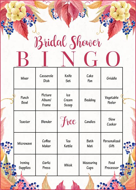 bridal shower bingo