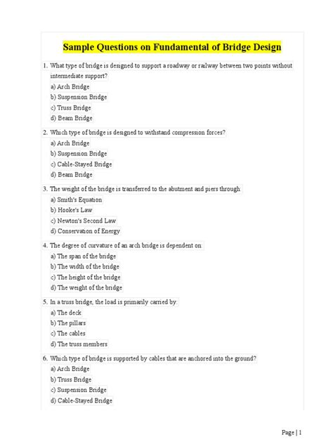 Bridge Design Questions