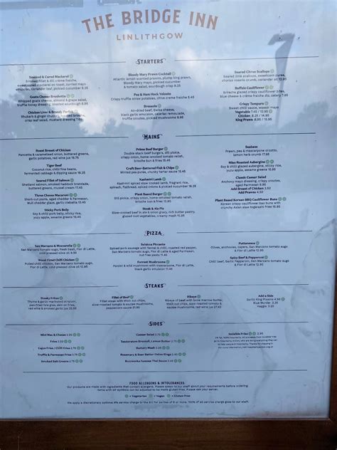 bridge inn linlithgow menu