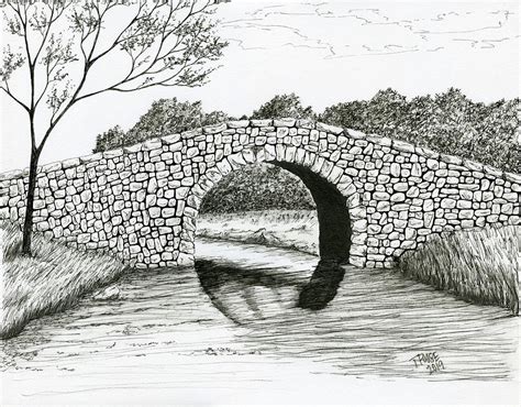 bridge over water drawing