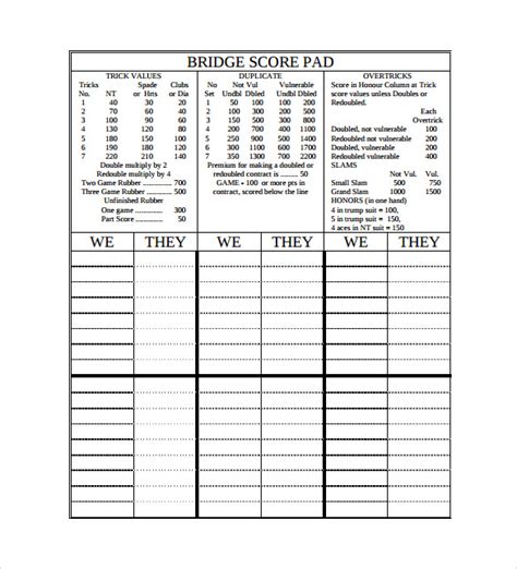 6 Best Images of Bridge Tally Cards Printable Printable Bridge Score