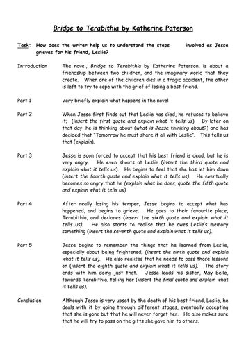 bridge to terabithia book report template