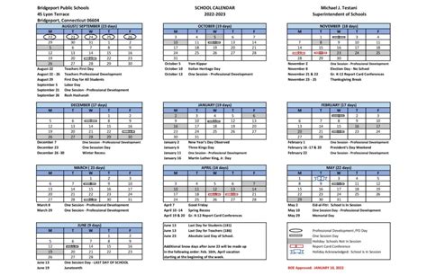 bridgeport ct school calendar 2022-23