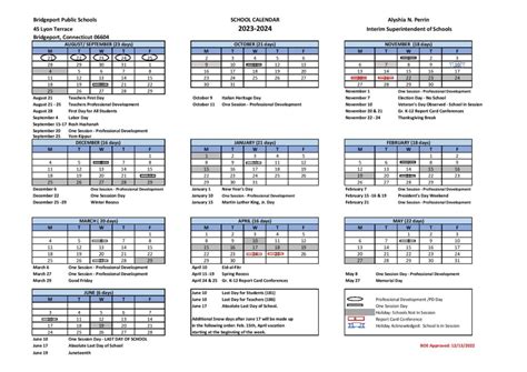 bridgeport ct school schedule