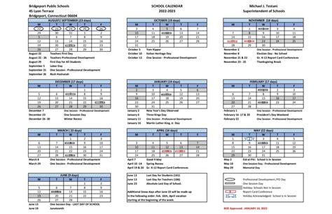 bridgeport public school schedule