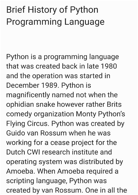 brief history of python programming language