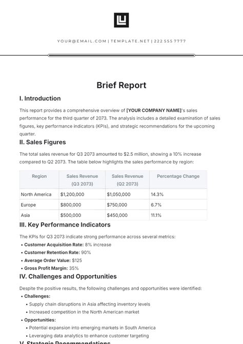 How to write a brief report example
