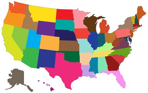 Bright Colors Usa Map