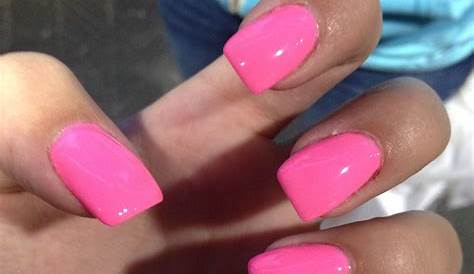 Bright Pink Acrylic Nails Short 5+ Hot With Glitter For You Loikahska