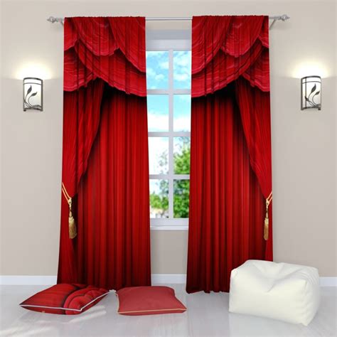 bright red curtains bedroom