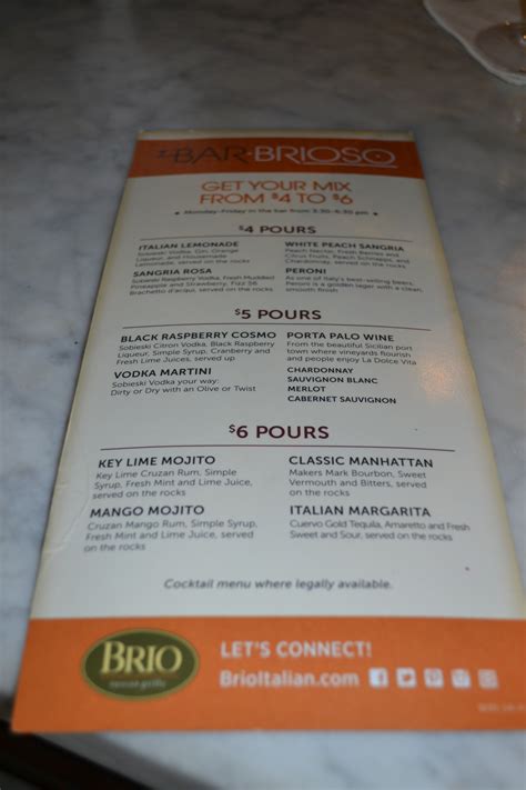 brio restaurant happy hour menu