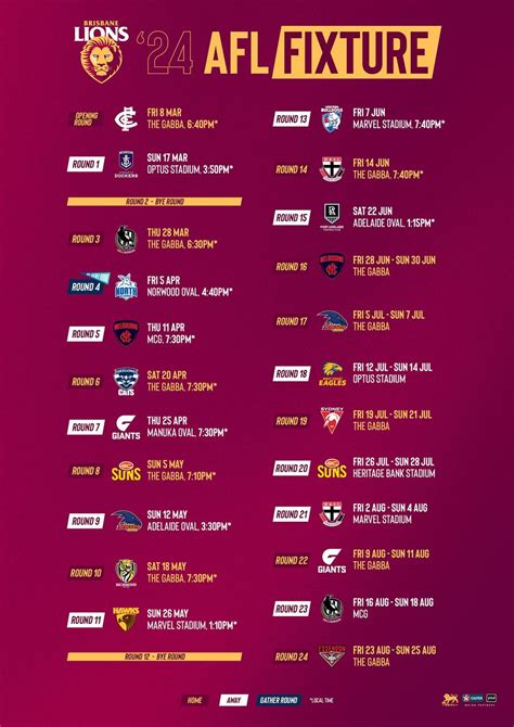 brisbane lions afl draw 2024