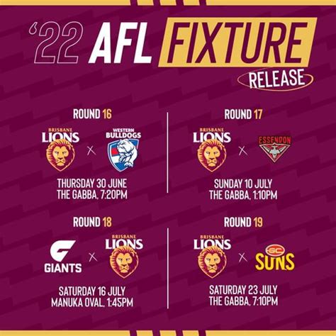 brisbane lions fixtures 2022