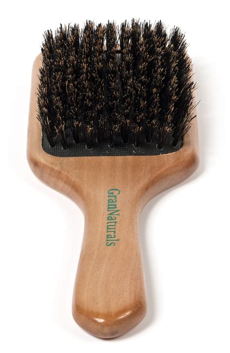 denman small natural boar bristle grooming hair brush, black, p082sblk