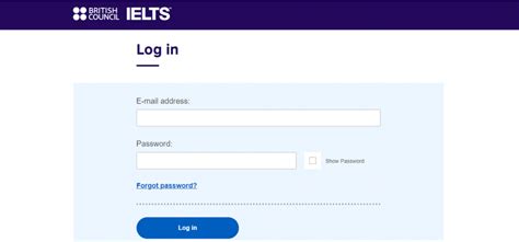 british council ielts log in page