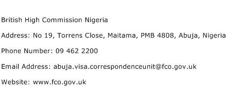 british high commission nigeria email address